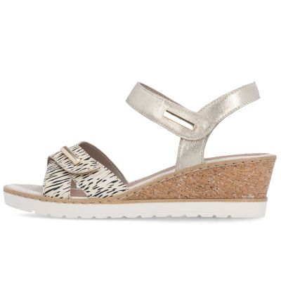 3. Goldene Keilsandalen aus Leder für Damen, Remonte by Rieker R6266-90