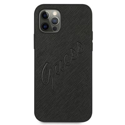 3. Guess Saffiano Vintage Script Case für iPhone 12 Pro Max 6,7" - Schwarz