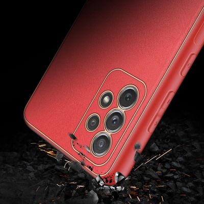 11. Elegante Hülle aus Kunstleder für Samsung Galaxy A72 4G rot