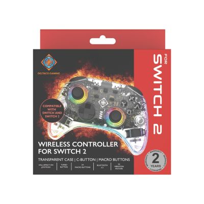 6. Deltaco Gaming GAM-198-T Transparenter Bluetooth/USB-Gamecontroller für Nintendo Switch, Nintendo Switch 2, Nintendo Switch OLED, Android und PC
