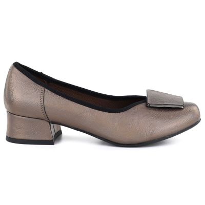 2. Bequeme goldene Damen-Pumps mit Blockabsatz, Modell M.Daszyński SA279-1 3