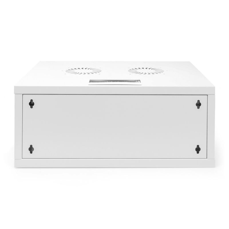 19. 19-Zoll-4HE-Wandnetzwerkschrank, SOHO 241 x 540 x 400 mm, Glastür, grau, unmontiert, 60 kg