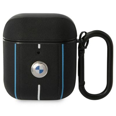 BMW Leder Color Lines Case für AirPods 1 / 2 - Schwarz