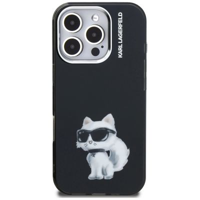 3. Karl Lagerfeld IML Aquarelle Choupette & Logo iPhone 16 Pro Hülle - Schwarz