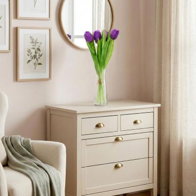 14. Strauß aus 7 lila Tulpen, 31 cm, naturgetreue Frühlingsdekoration