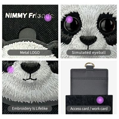 4. Nimmy Big Eyed Pet 2.0 Kartenetui mit Katzenmotiv, Schwarz