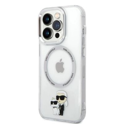 2. Karl Lagerfeld Iconic Karl&Choupette MagSafe Hülle für iPhone 14 Pro – transparent