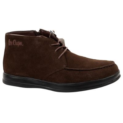 Elegante braune Leder-Ankle-Boots von Lee Cooper für Herren mit Reißverschluss