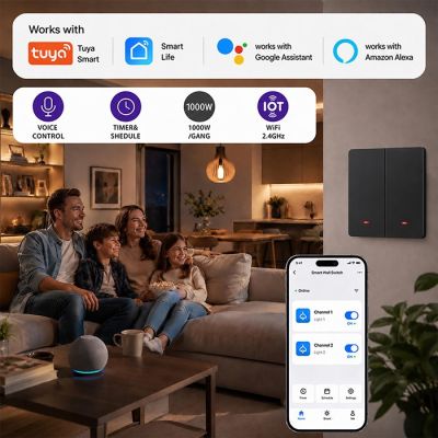 6. QOLTEC LICHT-EIN/AUS-SCHALTER | 2-KANAL | WLAN | TIMER | TUYA | SCHWARZ