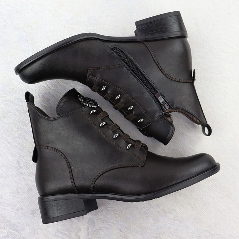 16. Jezzi W JEZ412C isolierte flache Stiefeletten, braun