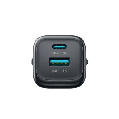 7. Joyroom JR-TG7 33W USB-A + USB-C Wandladegerät mit 30W USB-C - Lightning 1m Kabel - schwarz