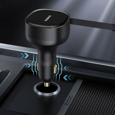 7. Baseus Enjoyment 2-in-1-Autoladegerät mit einziehbarem Gehäuse, 33 W, Schwarz