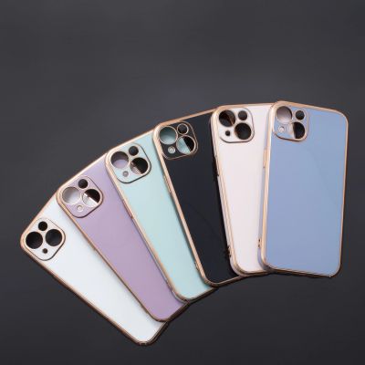 10. Lighting Color Hülle für Samsung Galaxy A73 5G Gold Frame Gel Cover Blau