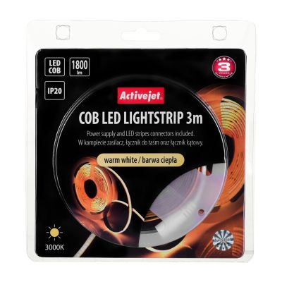 9. 3 m COB-LED-Streifen mit Netzteil, warmweiß, IP20
