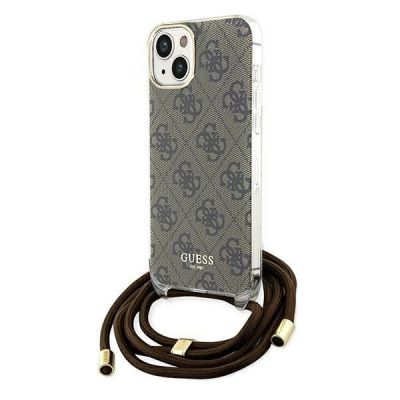 Guess Crossbody Cord 4G Print Hülle für iPhone 15 / 14 / 13 – braun