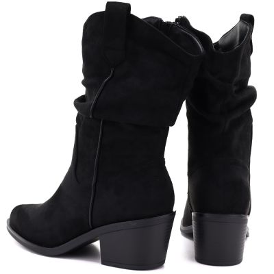5. Damen-Ankle-Boots, Rüschen-Cowboystiefel, schwarz, Vinceza HX27-16536