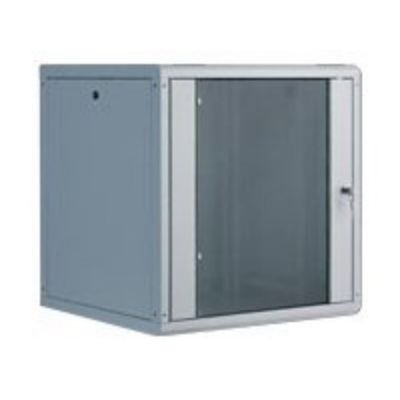 10. Einzigartiger 19-Zoll-12U-Wandnetzwerkschrank (600 x 600 mm), Glastür, grau, ungeteilt, montiert, 100 kg