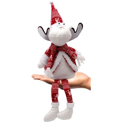 7. Dekoratives Weihnachts-Rentier, weiß, 35 + 20 cm