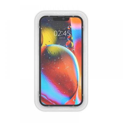 4. Spigen ALM Glass FC gehärtetes Glas für iPhone 13 / 13 Pro / 14 / 16e / 17e - schwarz 2 Stück.