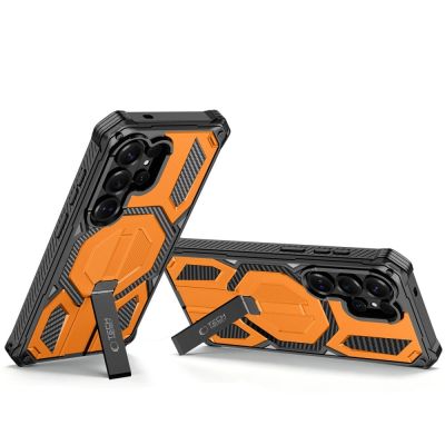 3. Tech-Protect MagBlast MagSafe Hülle + 2er-Pack Schutzglas für Samsung Galaxy S26 Ultra – Schwarz und Orange