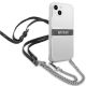 4. Guess GUHCP13SKC4GBSI iPhone 13 mini 5.4" Transparentes Hartschalenetui 4G Graues Armband Silberne Kette