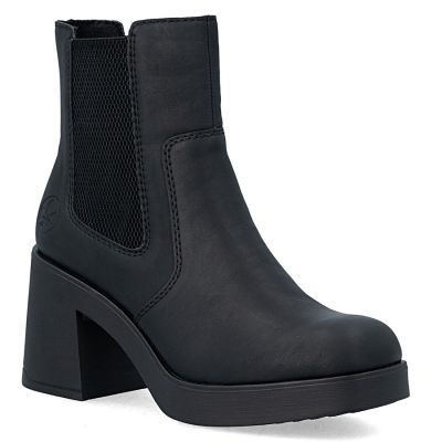 2. Damen-Chelsea-Boots mit Blockabsatz, gefüttert, schwarz, Rieker 58081-00