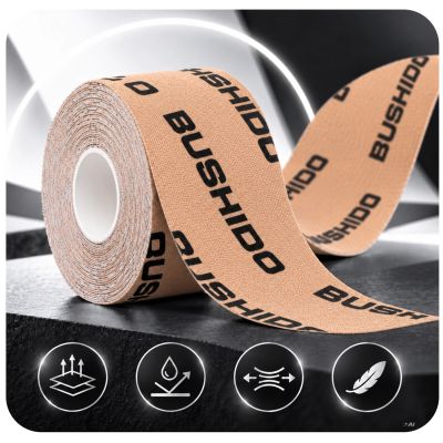 9. Kinesiologisches Klebeband zum Abkleben, 5 m, selbstklebend, beige | DBX Bushido