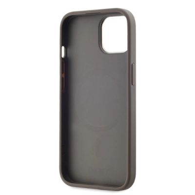 4. DKNY Leather Checkered Mono Pattern MagSafe-Hülle für iPhone 15 – Beige