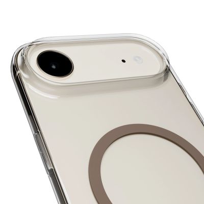 6. Puro Lite Mag TPU+PC Hülle kompatibel mit MagSafe für iPhone 17 Air - Transparent mit braunem Ring