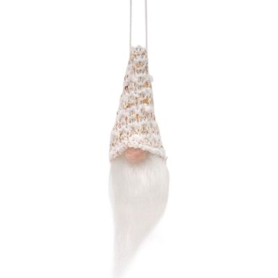 14. Dekorativer Anhänger Weihnachtsmann, 11 cm, weiße Pailletten