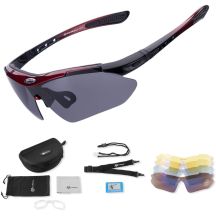 Rockbros polarisierte Sonnenbrille, 5 Gläser, schwarz/rot