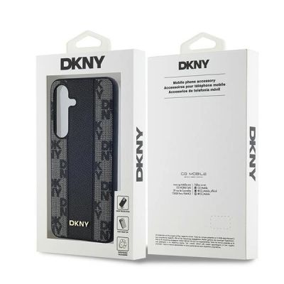 8. DKNY Leather Checkered Mono Pattern MagSafe-Hülle für Samsung Galaxy S24 – Schwarz