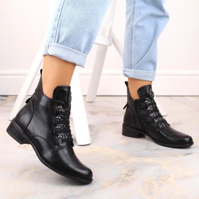 20. Jezzi W JEZ412A isolierte flache Stiefeletten, schwarz