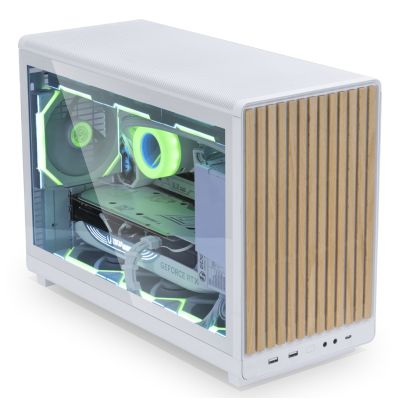 3. Lian Li DAN A3-mATX PC-Gehäuse Wood Edition, gehärtetes Glas, Micro-ATX – Buche, Weiß