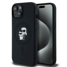 Karl Lagerfeld Silikon Karl&Choupette MagSafe Hülle für iPhone 15 Plus / 14 Plus – Schwarz