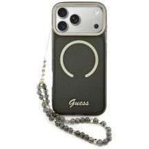 Guess IML Glitters Script Strap MagSafe Hülle für iPhone 17 Pro Max - Schwarz
