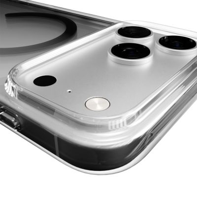 5. Puro Lite Mag TPU+PC Hülle kompatibel mit MagSafe für iPhone 17 Pro - Transparent mit schwarzem Ring