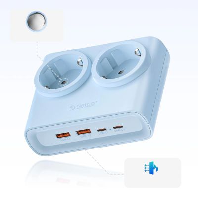 3. Orico PDC25 25W 6-in-1 Steckdosenleiste (2x Netzanschluss + 2x USB-A + 2x USB-C) – Blau