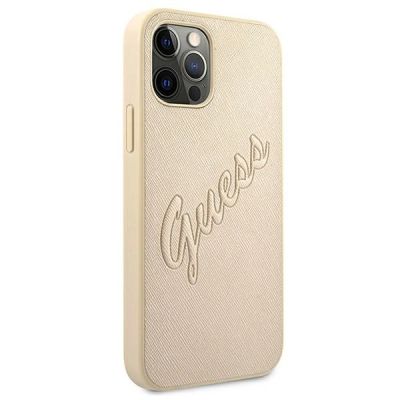 4. Guess GUHCP12LRSAVSLG iPhone 12 Pro Max 6,7" Gold/Gold Hardcase Saffiano Vintage Script