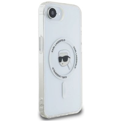 4. Karl Lagerfeld IML Metal Karl Head MagSafe Case für iPhone 16e Weiß