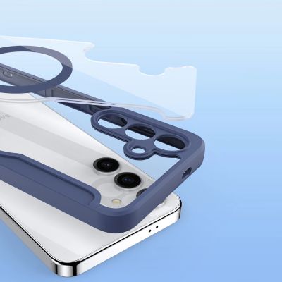 10. Dux Ducis Skin X Pro Hülle für Samsung S24+ mit Magnetring und Klappe – Blau