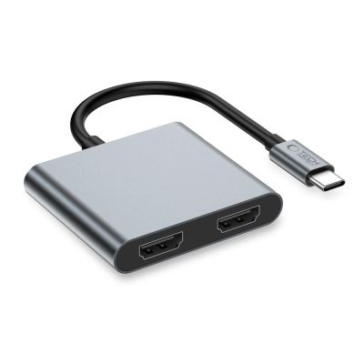 2. Tech-Protect HB08 4in1 USB-C + USB2.0 + 2 x HDMI 4K 60HZ Adapter - grau