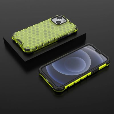 13. Honeycomb Handyhülle Schutzhülle mit TPU Rahmen für iPhone 13 mini grün