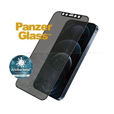 2. PanzerGlass E2E Super+ Microfracture antibakterielles gehärtetes Glas für iPhone 12 Pro Max – mit schwarzem Rahmen