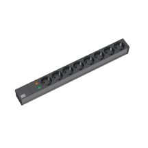 Bachmann 19'' 2m 8x Schuko H05VV-F 3G 1,50mm2 Splitter 8 x Netzwerkdose Schwarz