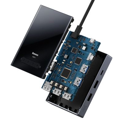 5. Baseus PioneerJoy 8-in-1 USB-C-Hub HDMI 4K@60Hz + HDMI 4K@30Hz + DisplayPort 8K@30Hz + VGA + 2 x USB-A 3.0 + 2 x USB-C - grau
