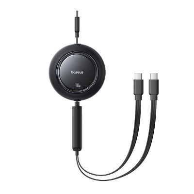 2. Baseus Free2Pull Mini 100W 3-in-1 USB-C Einzugskabel – 2x USB-C 1,2 m – Schwarz