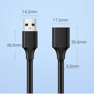17. Ugreen USB-A (männlich) - USB-A (weiblich) Adapter Verlängerungskabel USB 3.0 5Gb/s 0,5m schwarz (US129)
