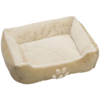 Hundebett mit sehr weichem Fell für Hunde oder Katzen, 60 x 48 cm – Beige