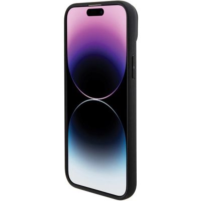 5. BMW Leder Hot Stamp Hülle für iPhone 15 Plus – Schwarz